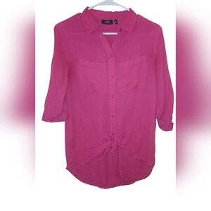 Apt 9 Portofino hot pink button down shirt size xs